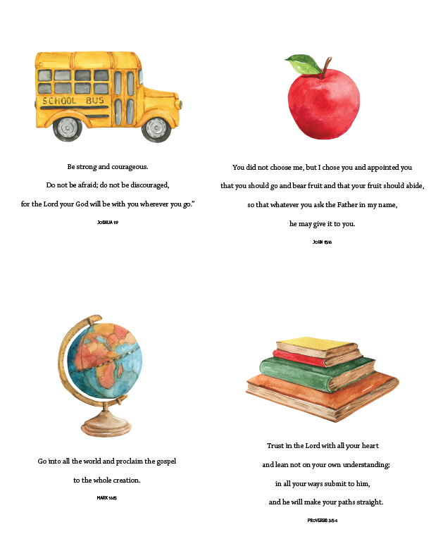Back to School Verse Cards